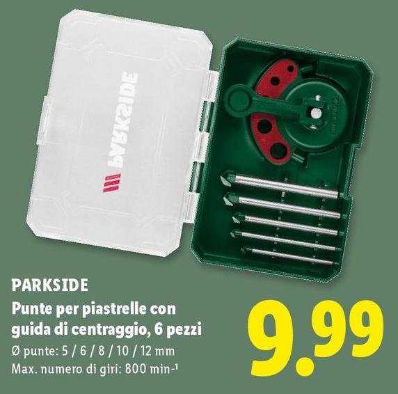 Parkside - Punte Per Piastrelle Con Guida Di Centraggio, 6 Pezzi