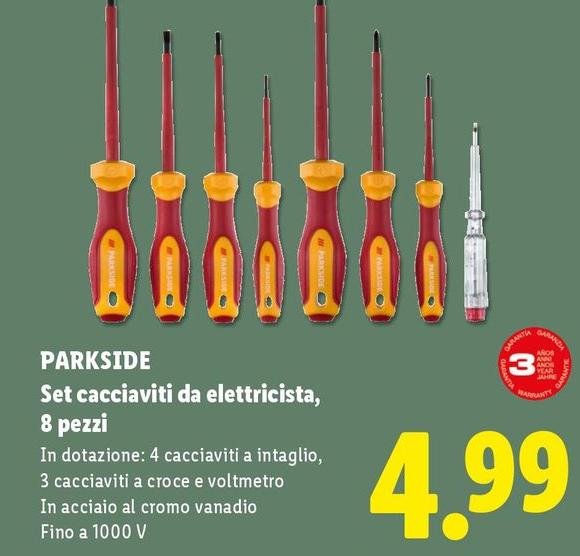 Parkside - Set Cacciaviti Da Eletttricista, 8 Pezzi