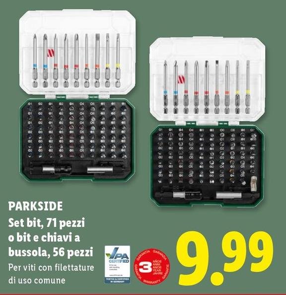 Parkside - Set Bit, 71 Pezzi O Bite Chiavi A Bussola, 56 Pezzi