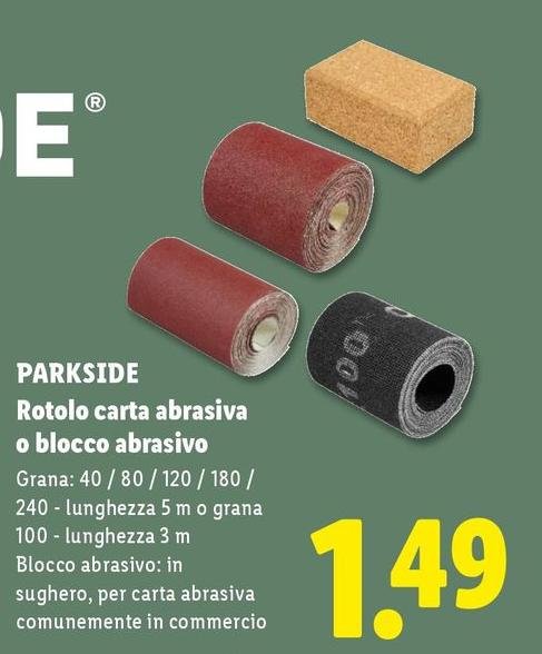 Parkside - Rotolo Carta Abrasiva O Blocco Abrasivo