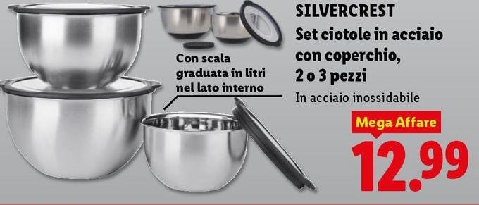 Silvercrest - Set Ciotole In Acciaio Con Coperchio