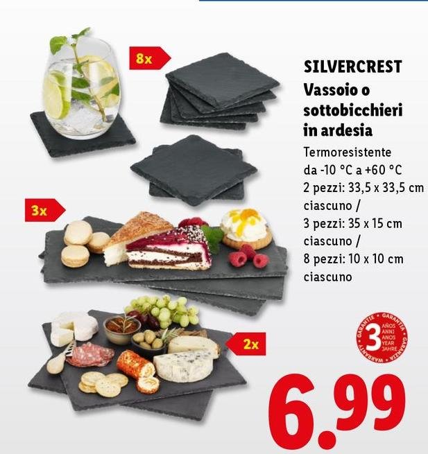 Silvercrest - Vassoio O Sottobicchieri In Ardesia