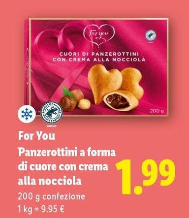 For You - Panzerottini A Forma Di Cuore Con Crema Alla Nocciola