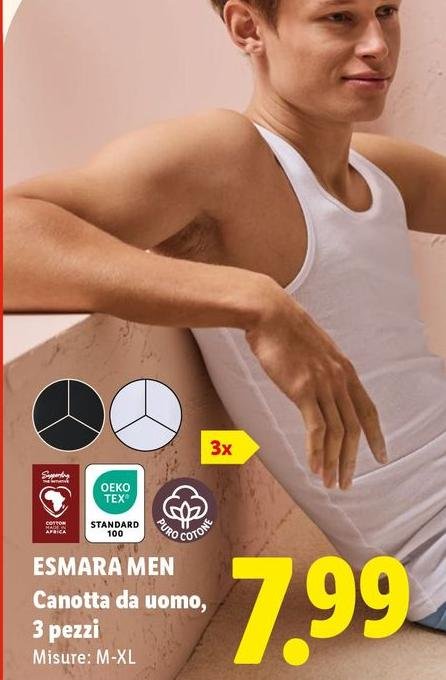 Esmara Men - Canotta Da Uomo, 3 Pezzi