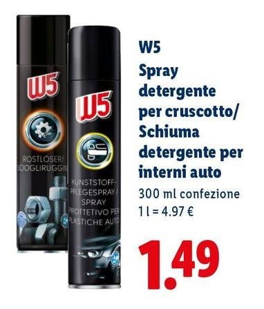 W5 - Spray Detergente Per Cruscotto/Schiuma Detergente Per Interni Auto