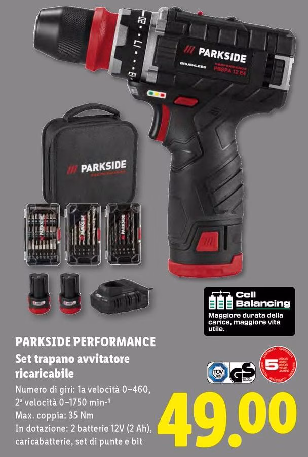 Parkside Performance - Set Trapano Avvitatore Ricaricabile