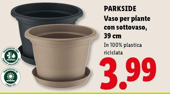 Parkside - Vaso Per Piante Con Sottovaso, 39 Cm