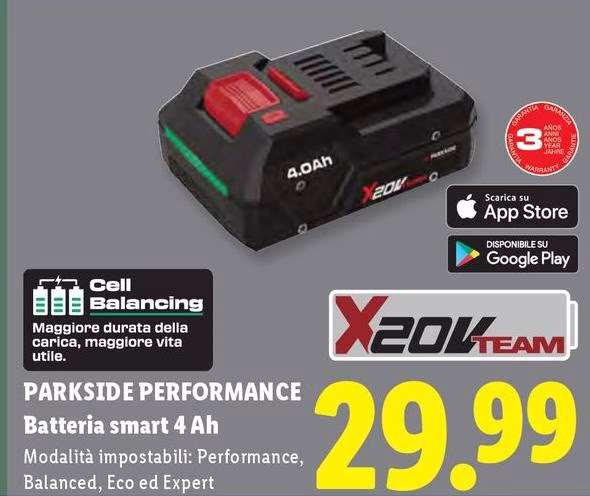 Parkside - Batteria Smart 4 Ah