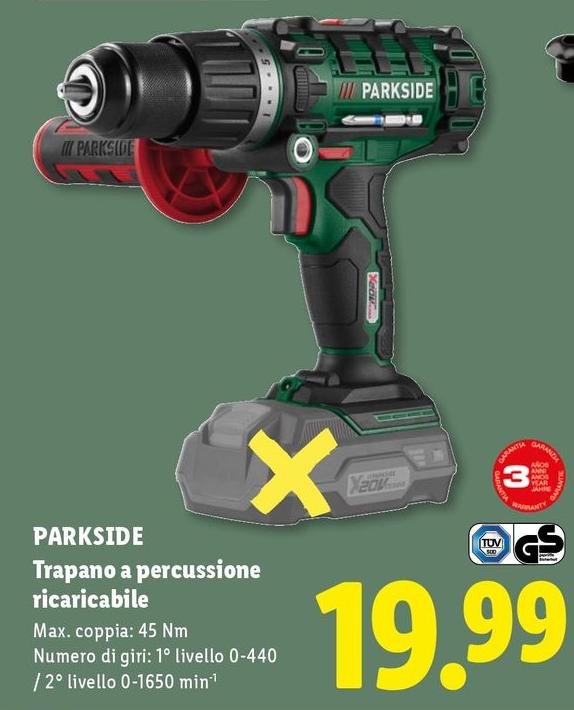 Parkside - Trapano A Percussione Ricaricabile