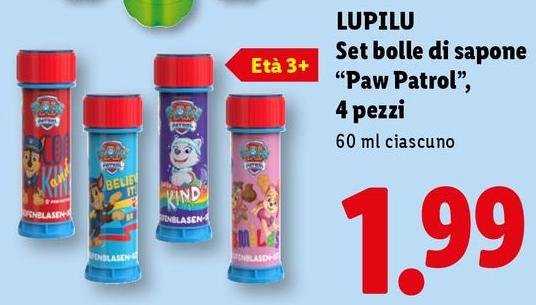 Lupilu - Set Bolle Di Sapone "Paw Patrol", 4 Pezzi