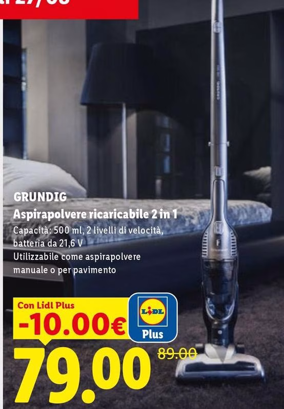 Grundig - Aspirapolvere Ricaricabile 2 In 1