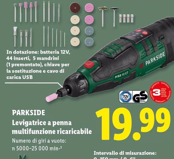 Parkside - Levigatrice A Penna Multifunzione Ricaricabile