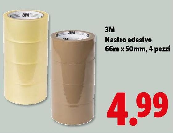 3M - Nastro Adesivo 66m X 50mm, 4 Pezzi