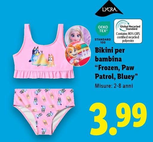 Bikini Per Bambina " Frozen, Paw Patrol, Bluey "