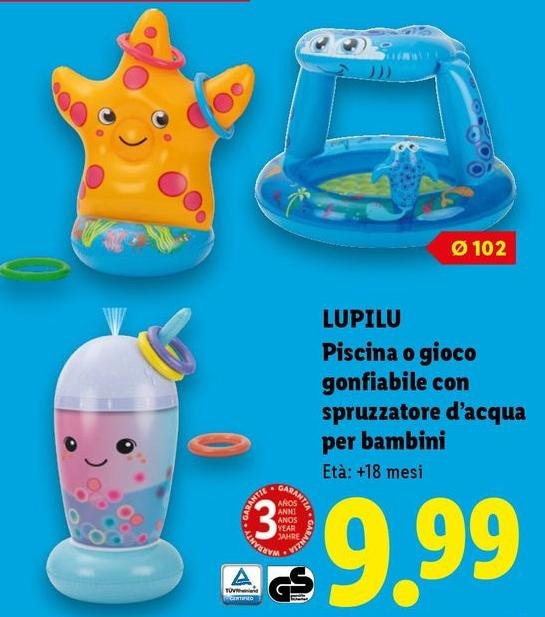 Lupilu - Piscina O Gioco Gonfiabile Con Spruzatore D'acqua Per Bambini