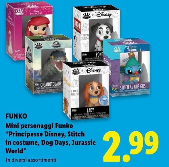 Funko -  Mini Personaggi  "Principesse Disney, Stitch In Costume, Dog Days, Jurassic World "