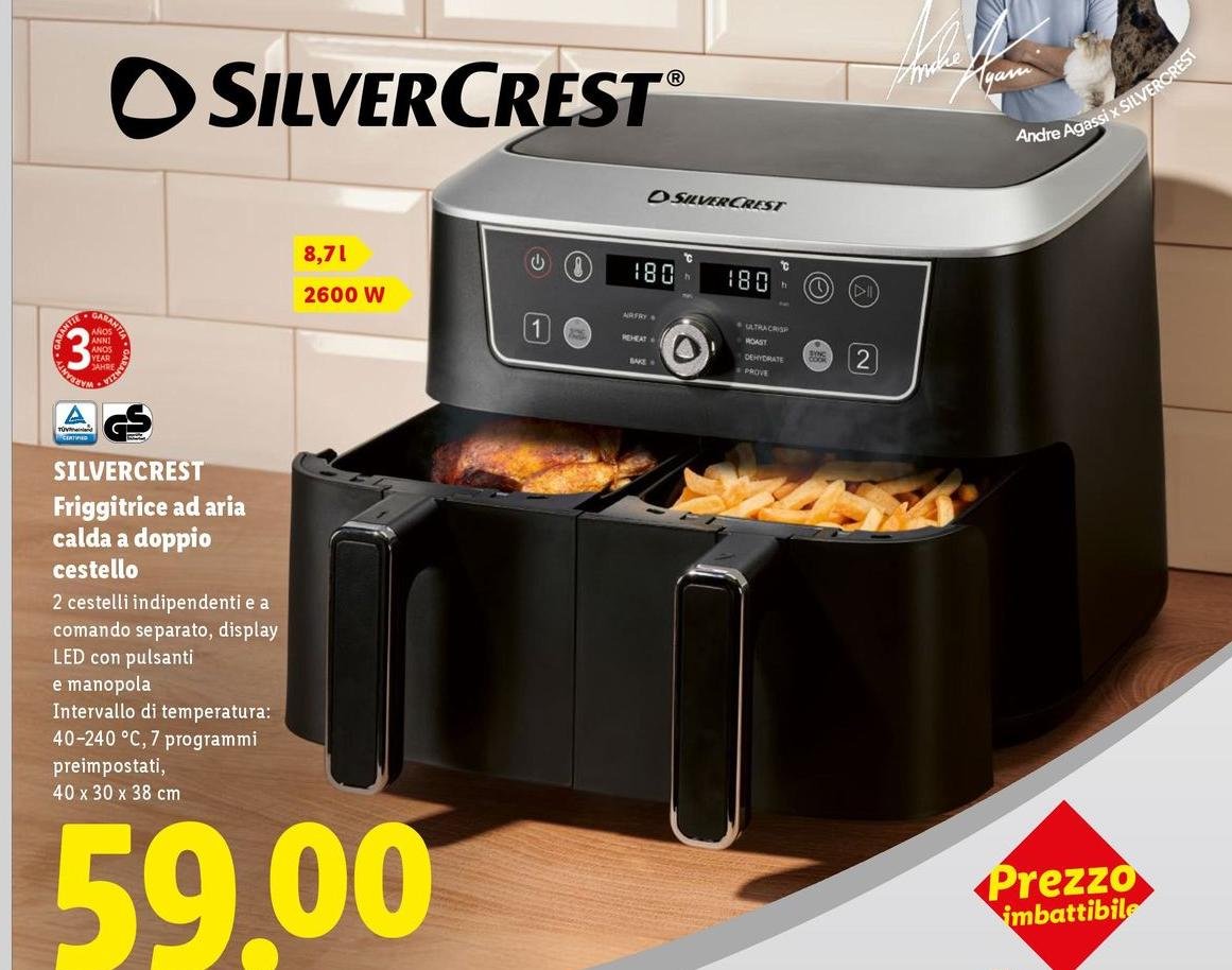 Silvercrest - Friggitrice Ad Aria Calda A Doppio Cestello