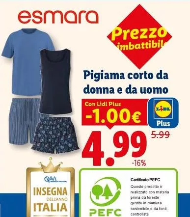 Esmara - Pigiama Corto Da Donna E Da Uomo