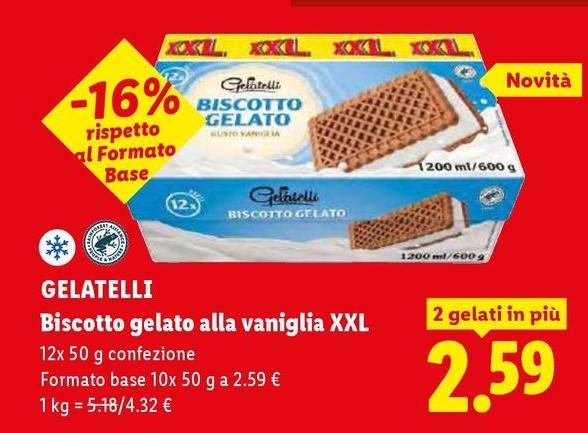 Gelatelli - Biscotto Gelato Alla Vaniglia XXL