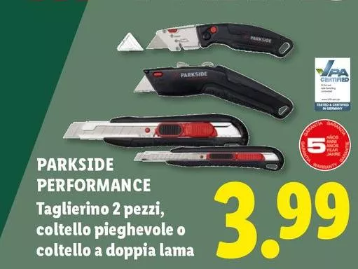 Parkside Performance - Taglieria 2 Pezzi, Coltello Pieghevole O Coltello A Doppia Lama