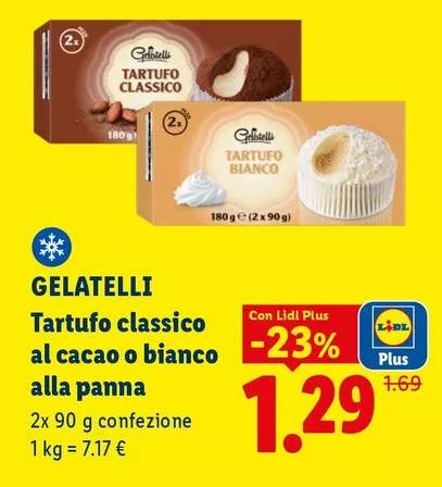 Gelatelli - Tartufo Classico Al Cacao O Bianco Alla Panna