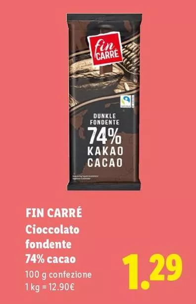 Fin Carrè - Cioccolato Fondente 74% Cacao