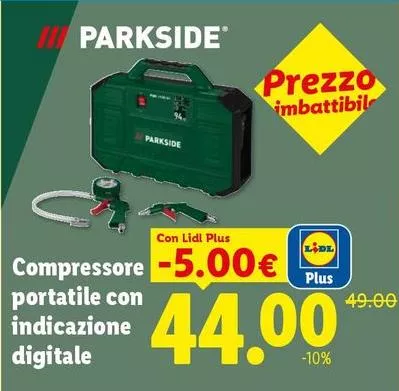 Parkside - Compressore Portatile Con Indicazione Digitale