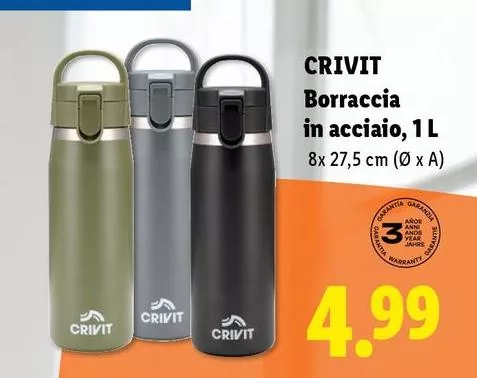 Crivit - Borraccia In Acciaio, 1 L