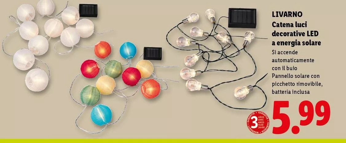 Livarno - Catena Luci Decorative Led A Energia Solare