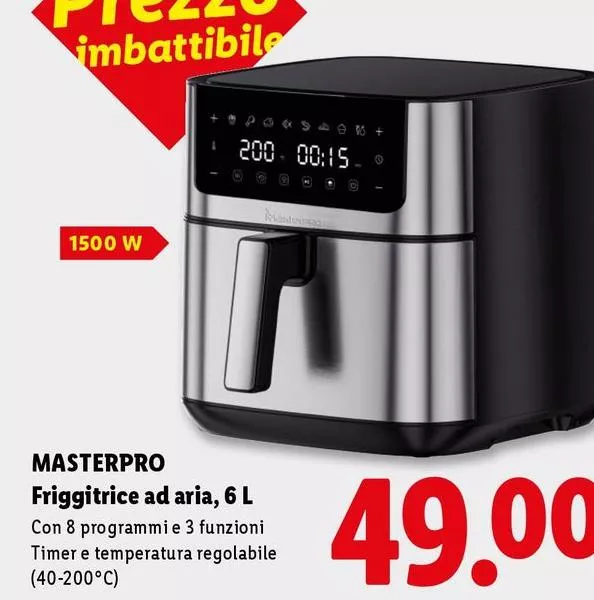 Masterpro - Friggitrice Ad Aria, 6 L