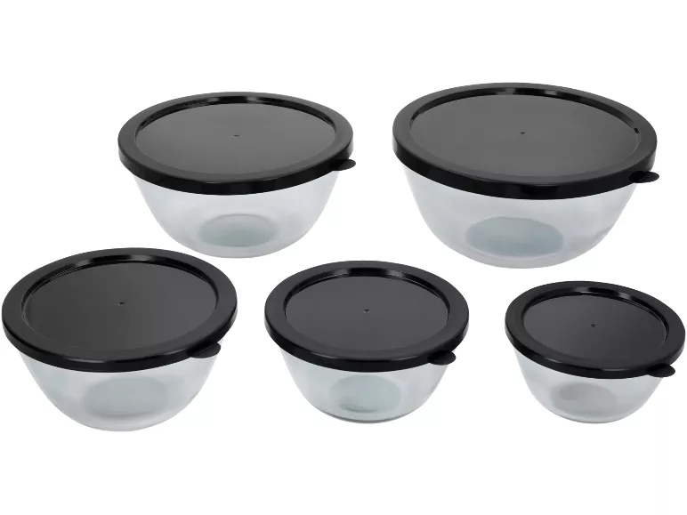 Set ciotole in vetro con coperchio, 5 pezzi