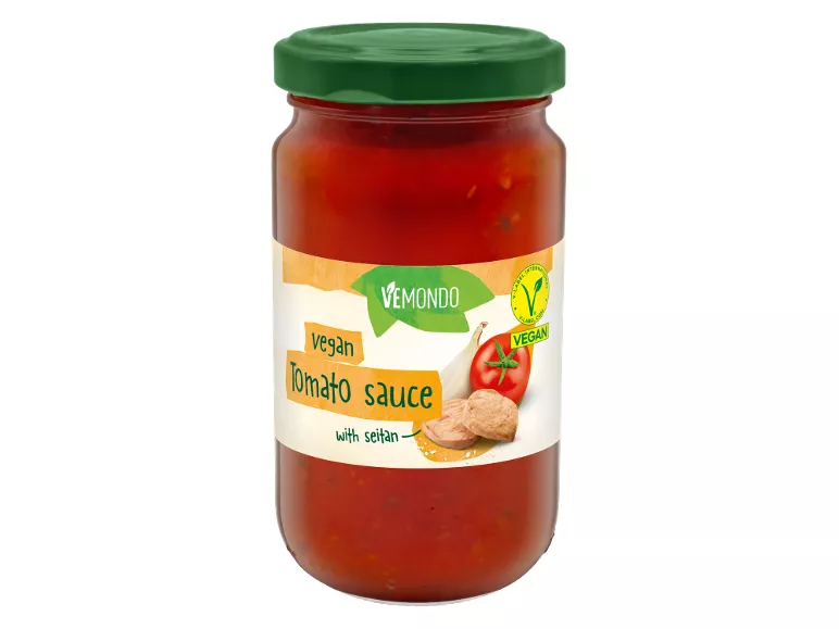 Salsa di pomodoro vegana con seitan