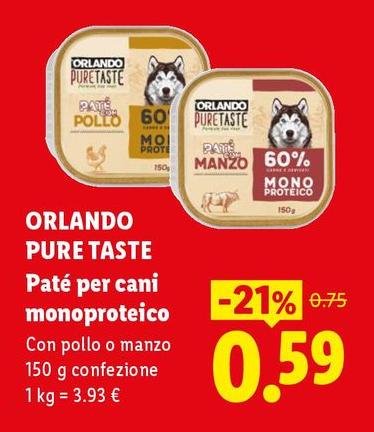 Orlando Pure Taste - Paté Per Cani Monoproteico