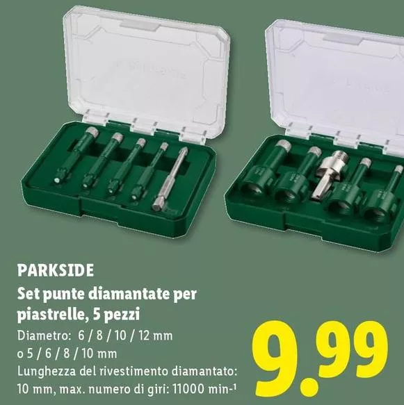 Parkside - Set Punte Diamantate Per Piastrelle, 5 Pezzi