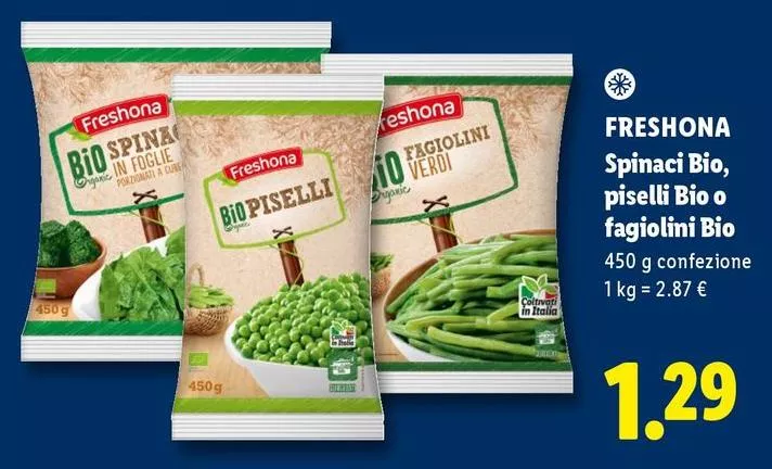 Freshona - Spinaci Bio, Piselli Bio O Fagiolini Bio