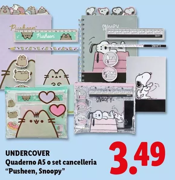 Undercover - Quaderno A5 O Set Cancelleria "Pusheen/Snoopy"