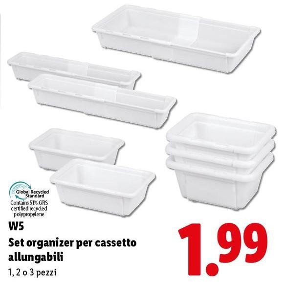 W5 - Set Organizer Per Cassetto Allungabili