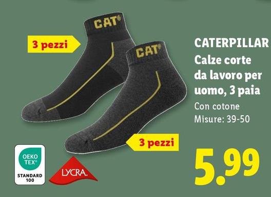 Caterpillar - Calze Corte Da Lavoro Per Uomo/3 Paia
