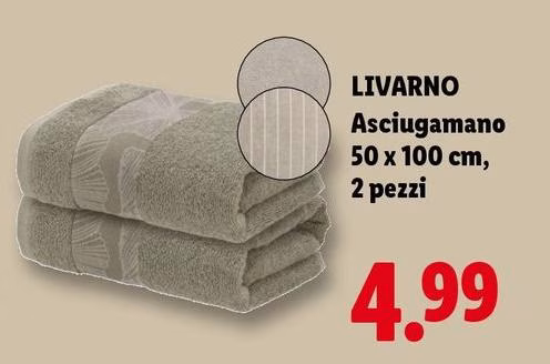 Livarno - Asciugamano 50 X 100 Cm/2 Pezzi