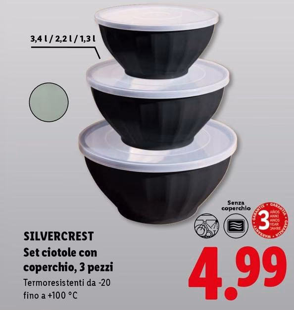 Silvercrest - Set Ciotole Con Coperchio, 3 Pezzi