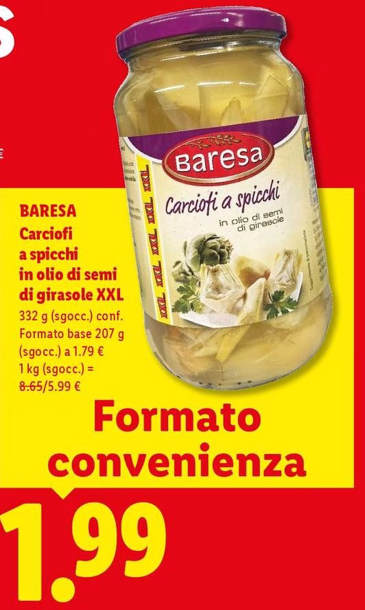 Baresa - Carciofi A Spicchi In Olio Di Semi Di Girasol XXL