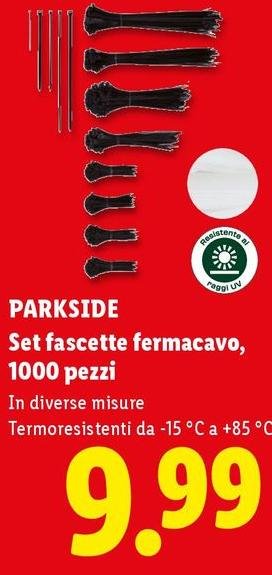 Parkside - Set Fascette Fermacavo, 1000 Pezzi