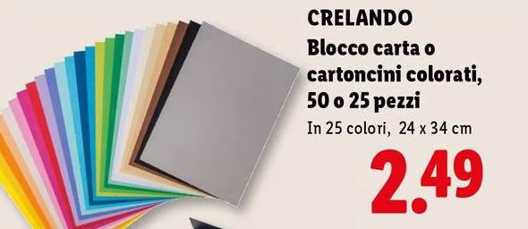 Crelando - Blocco Carta O Cartoncini Colorati, 50 O 25 Pezzi