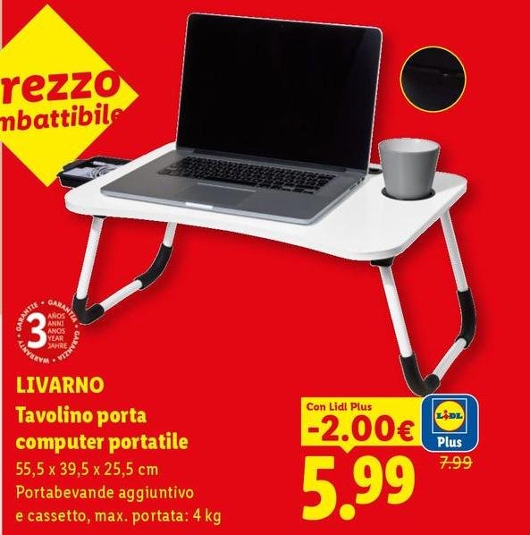 Livarno - Tavolino Porta Computer Portatile