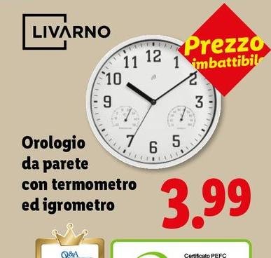 Livarno - Orologio Da Parete Con Termometro Ed Igrometro