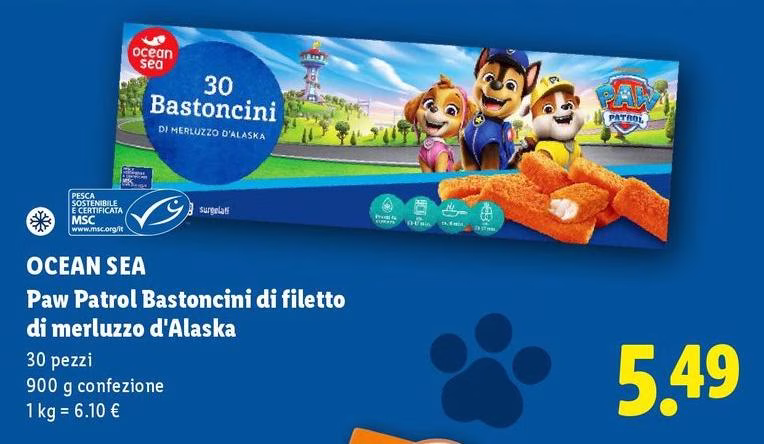 Ocean Sea - Paw Patrol Bastoncini Di Filetto Di Merluzzo D'Alaska