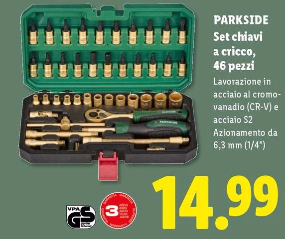 Parkside - Set Chiavi A Cricco, 46 Pezzi