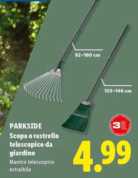 Parkside - Scopa O Rastrello Telescopico Da Giardino