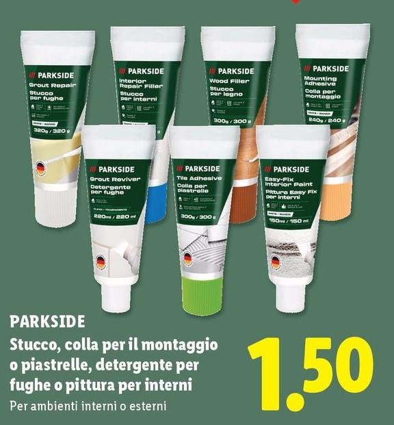 Parkside - Stucco, Cola Per Il Montaggio O Piastrelle, Detergente Per Fughe O Pittura Per Interni