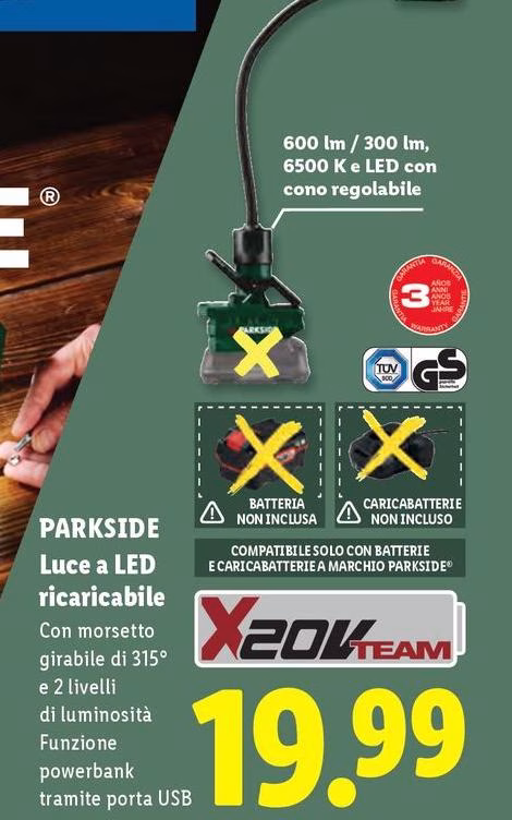 Parkside - Luce A Led Ricaricabile